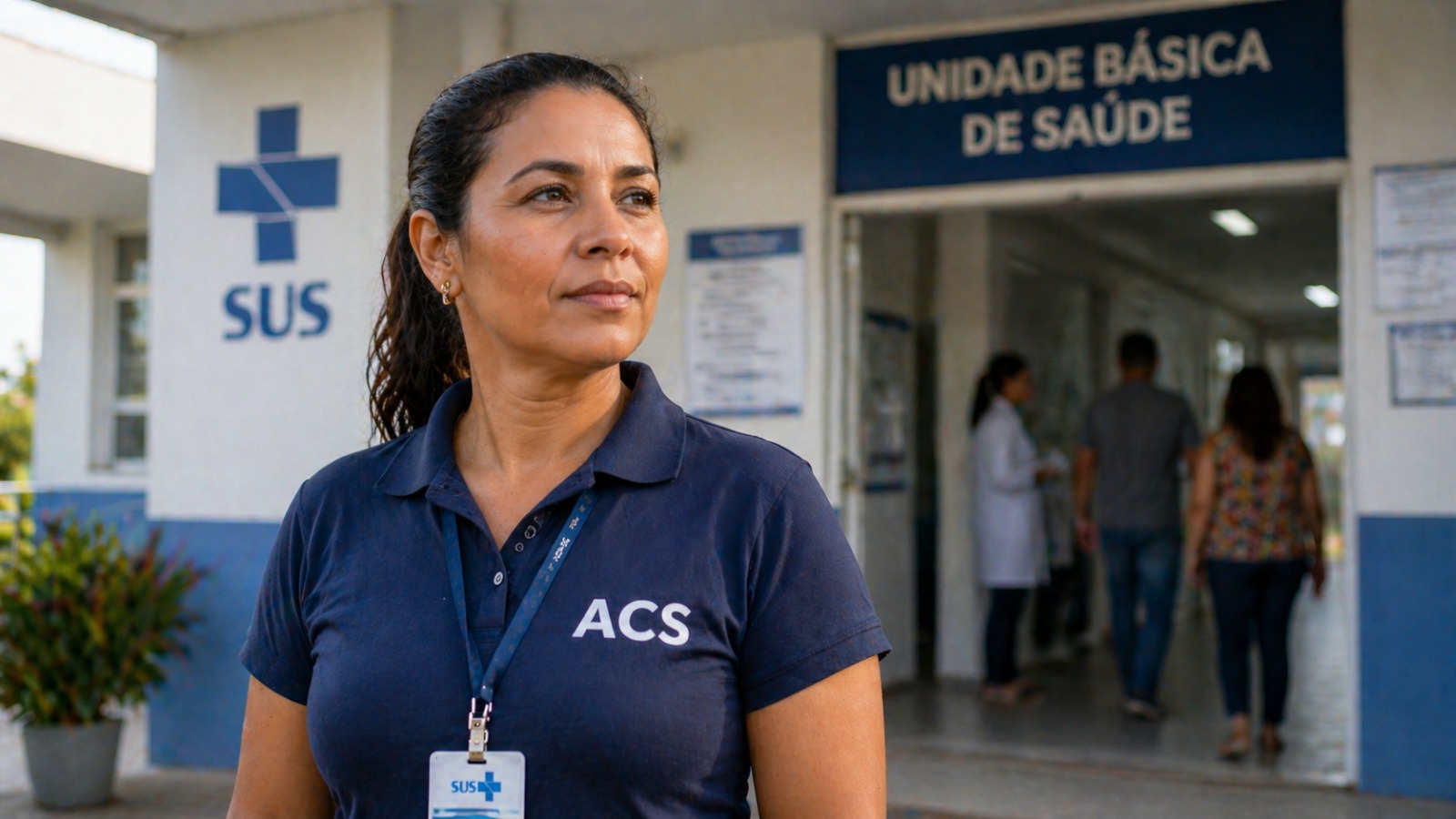 ACS em frente à Unidade Básica de Saúde