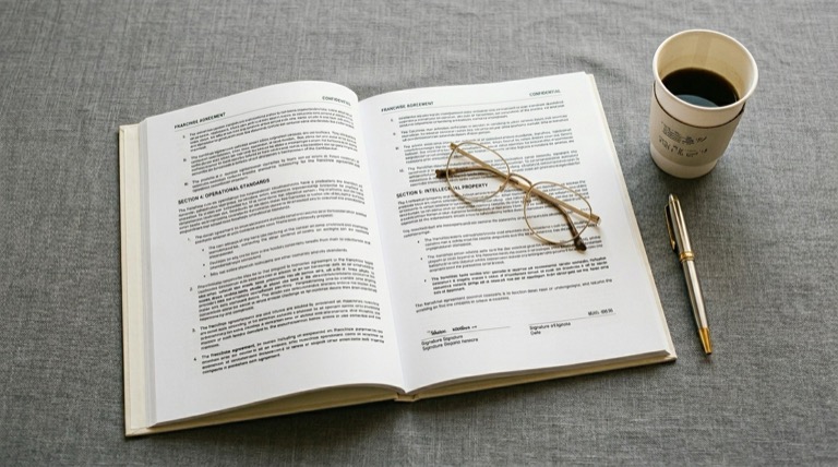 Contrato de franquia aberto sobre mesa, riscos jurídicos de franquia óptica